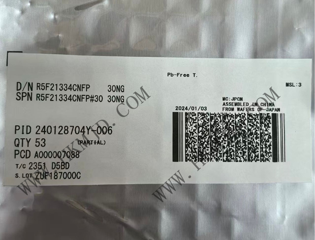 瑞薩電子【MCU芯片】R5F21334CNFP 16位微控制器，采用R8C CPU內(nèi)核