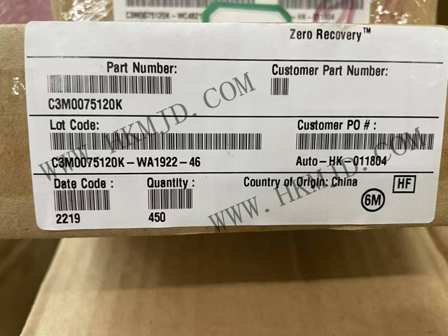 現(xiàn)貨供應(yīng) Wolfspeed C3M0075120K 1200V SiC MOSFET，75mΩ 低導(dǎo)通電阻